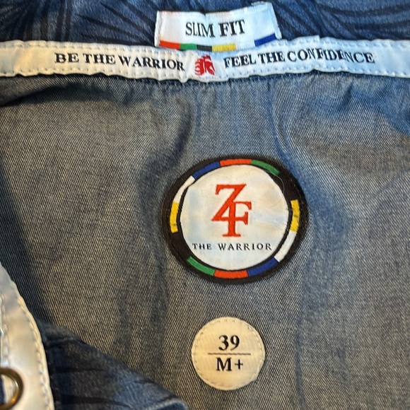 Men's Blue Patterned Casual Button Down Shirt - Picture 9 of 10